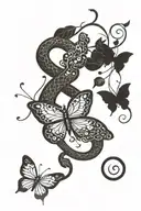 snake butterfly tattoo design idea