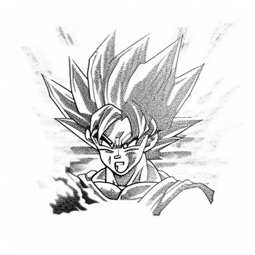 Goku unleashing a powerful Kamehameha wave tattoo design idea