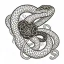 3:01, thin snake, VERITAS, AEQUITAS tattoo design idea