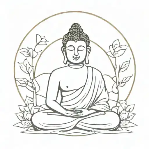 buddha representing, love , life , enlightenment, growth, present , nature tattoo design idea