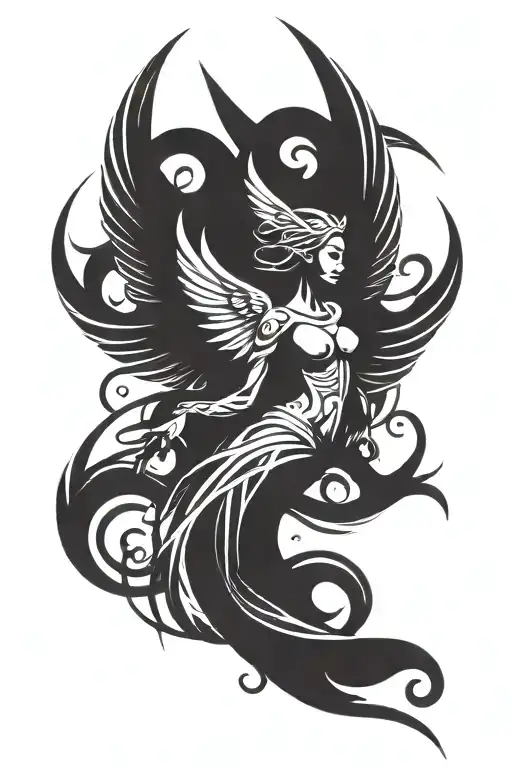 african american angel tattoo design idea