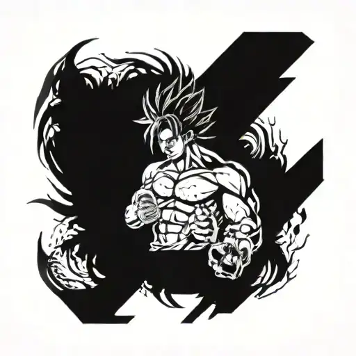 johnny silverhand fighitng goku ultra instinct tattoo design idea