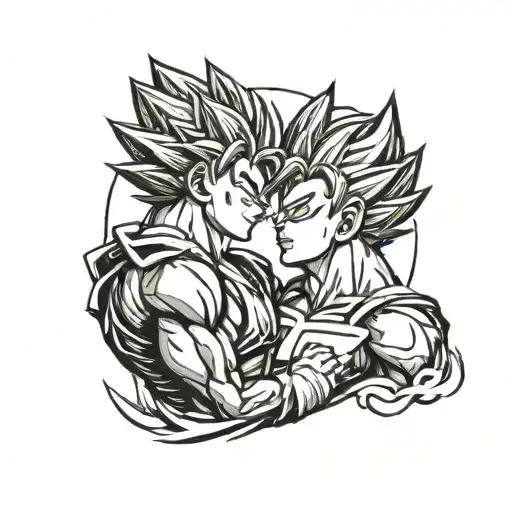 goku and vegeta kissing darkness dark moon tattoo design idea