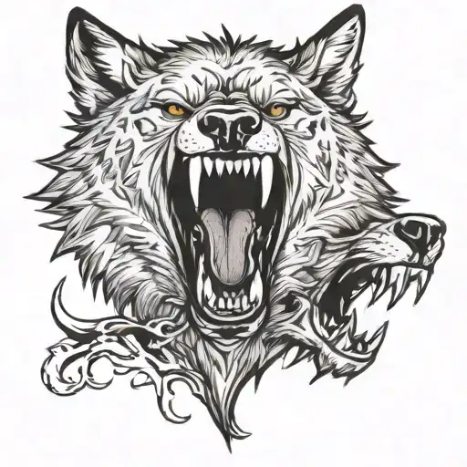 wolf ferocious black angry tattoo design idea