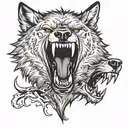 wolf ferocious black angry tattoo design idea