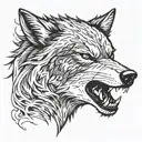 wolf ferocious black angry tattoo design idea