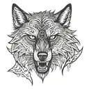wolf ferocious black angry tattoo design idea