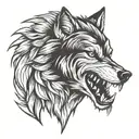 wolf ferocious black angry tattoo design idea