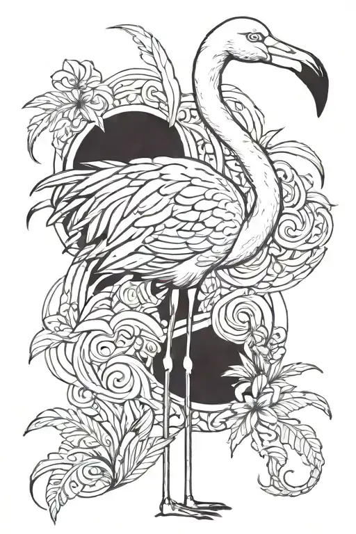 Flamingo standing tattoo design idea