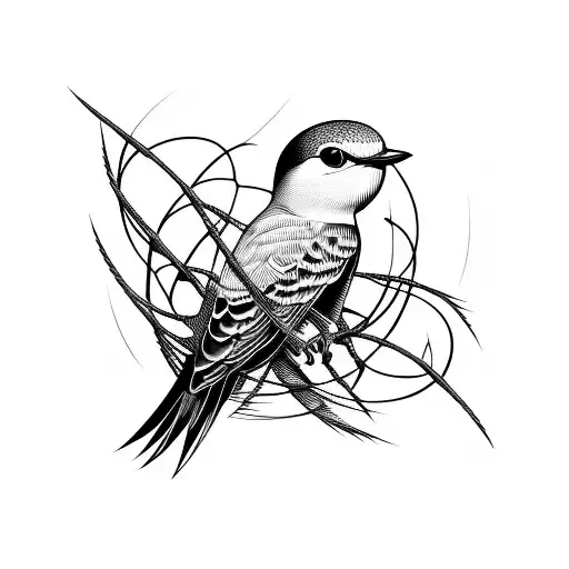 Scissor-tailed flycatcher on barbed wire fence oklahoma tattoo design idea