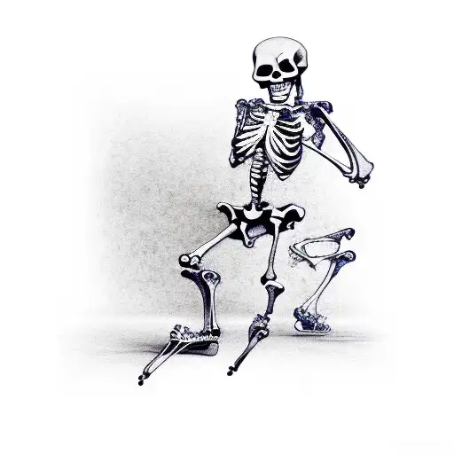 skeletons dancing blindfolded tattoo design idea