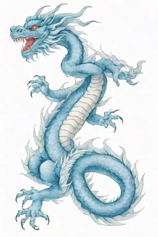traditional Japanese blue dragon tattoo design idea