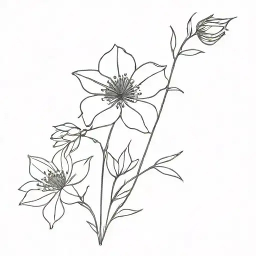 larkspur, poppy, aster, marigold flower tattoo design idea