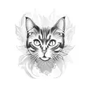 A black cat surrounded by a lush botanical garden tattoo design idea