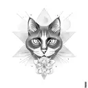 A black cat surrounded by a lush botanical garden tattoo design idea