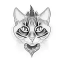 A black cat surrounded by a lush botanical garden tattoo design idea