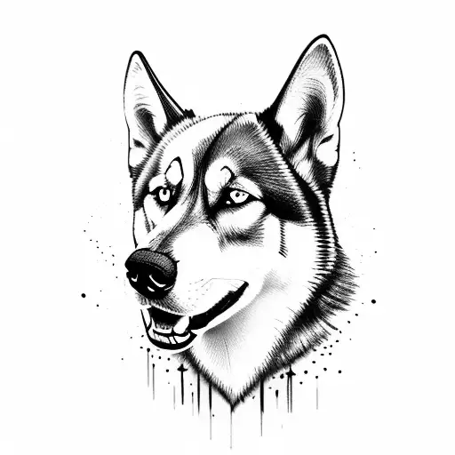 a husky and a german shepherd tattoo design idea