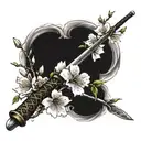 Cherry blossom branch with a samurai sword tattoo design idea