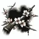 Cherry blossom branch with a samurai sword tattoo design idea