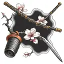 Cherry blossom branch with a samurai sword tattoo design idea
