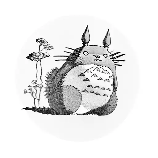 totoro walking on a piano tattoo design idea