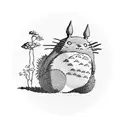 totoro walking on a piano tattoo design idea