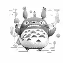 totoro walking on a piano tattoo design idea