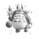 totoro walking on a piano tattoo design idea