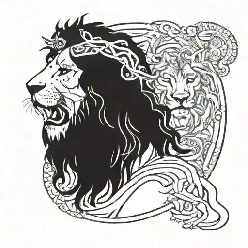 Jesus and lion tattoo design idea