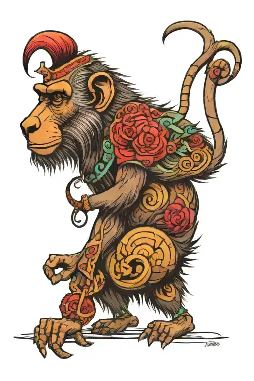 baboon tattoo design idea