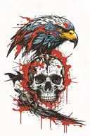 skull eagle eye blue tattoo design idea