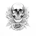 Skull and Roses intricate comprehensive fangs vivid detailed stoic  tattoo design idea