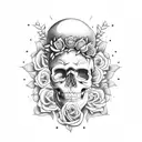 Skull and Roses intricate comprehensive fangs vivid detailed stoic  tattoo design idea