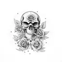 Skull and Roses intricate comprehensive fangs vivid detailed stoic  tattoo design idea