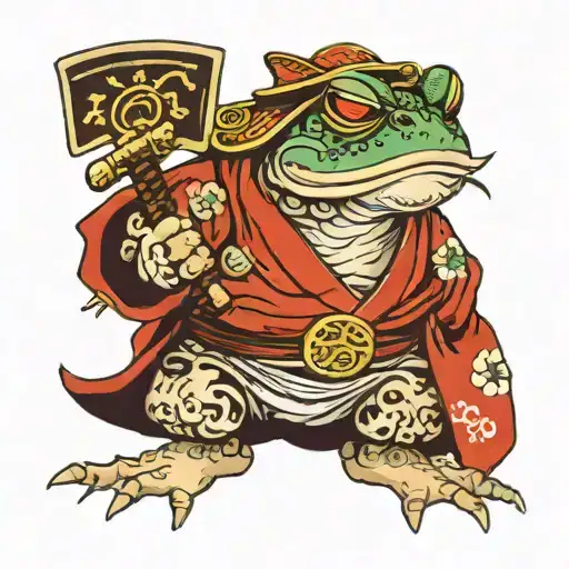 toad samurai with mask tattoo design idea