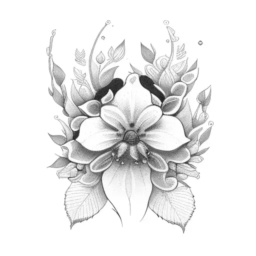 pet grooming flowers tattoo design idea