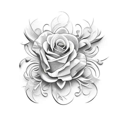 scissors on floral background tattoo design idea