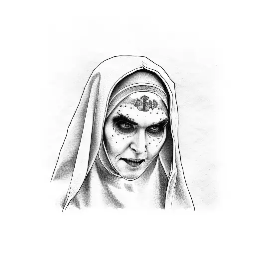 nun showing her middlefinger  tattoo design idea