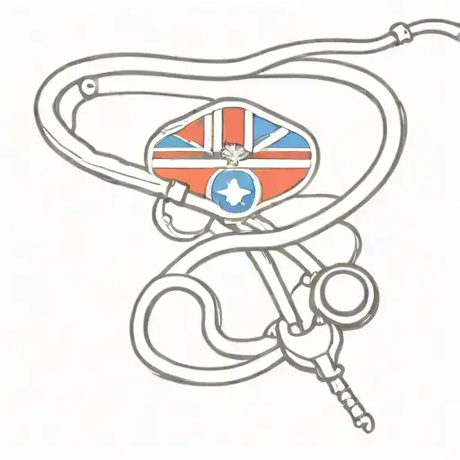 A minimalist design of a stethoscope intertwined with a Puerto Rico flag, symbolizing the client's dual passions for medicine and Puerto Rican heritage tattoo design idea