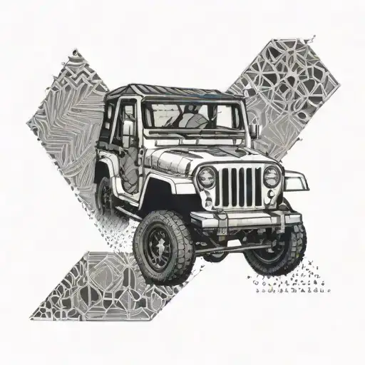 Design a geometric pattern inspired by the grill of a jeep, with intricate lines and shapes to create a modern and unique tattoo tattoo design idea