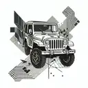 Design a geometric pattern inspired by the grill of a jeep, with intricate lines and shapes to create a modern and unique tattoo tattoo design idea