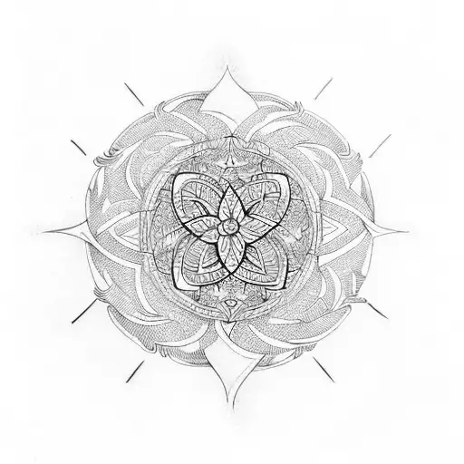 Phoenix with tree of life encircled in a mandala tattoo design idea