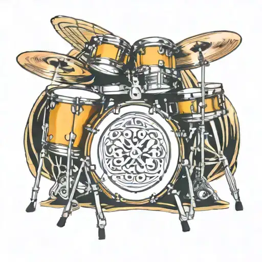 drum set surrounded tattoo design idea