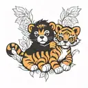 teddy bear hugging a baby tiger tattoo design idea
