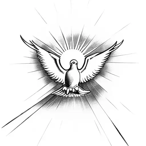 St Michael with sun rays and dove  tattoo design idea