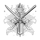 sword with flash tattoo design idea