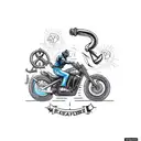 A biker riding a ship's anchor with welding sparks trailing behind tattoo design idea