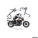 A biker riding a ship's anchor with welding sparks trailing behind tattoo design idea