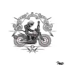A biker riding a ship's anchor with welding sparks trailing behind tattoo design idea