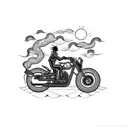A biker riding a ship's anchor with welding sparks trailing behind tattoo design idea